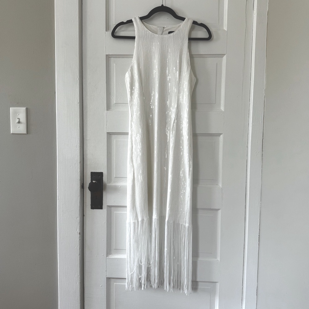 J Crew Collection NWT Fringe-Trim Sequin Sheath Dress *NWT